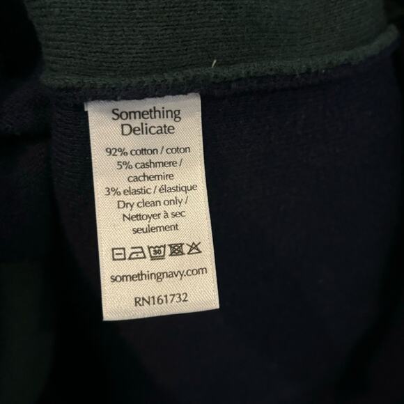 Something Navy Bi Color Blue Green Cotton Cashmere Sweater Mini Dress S - Picture 10 of 11